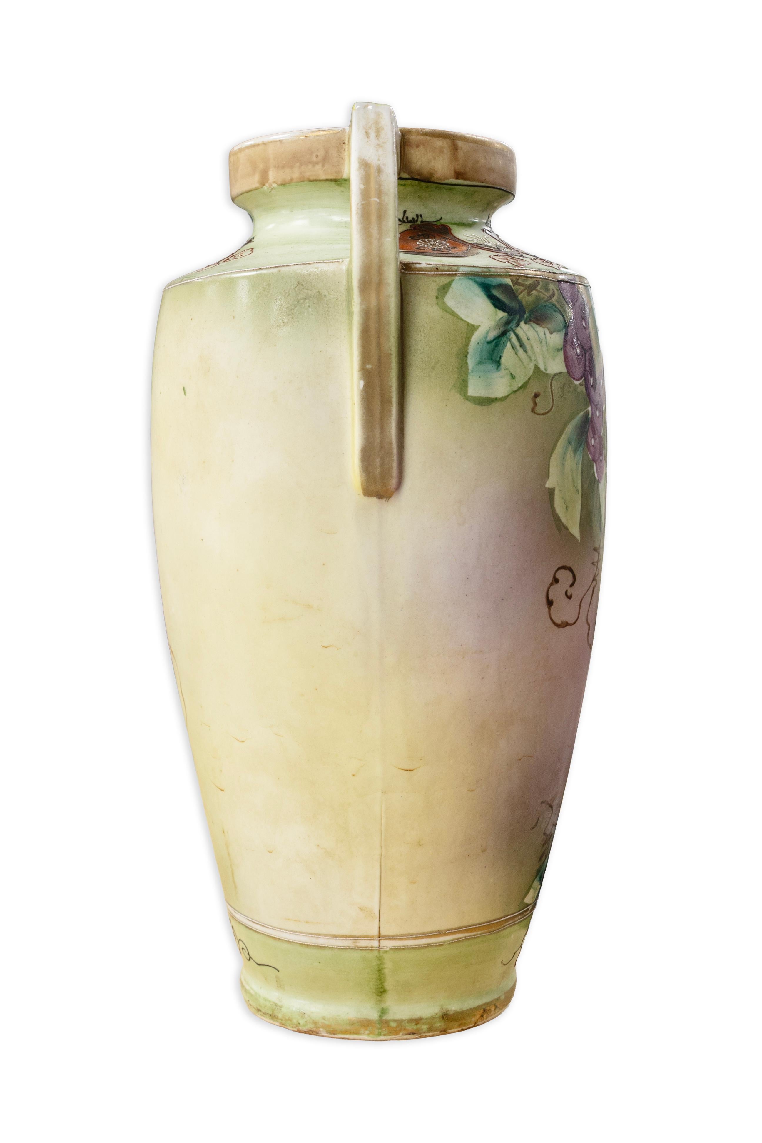 Japanese Nippon - Pair of Vases, c. Early 20th Century Stamped Antique Hand Painted For Sale