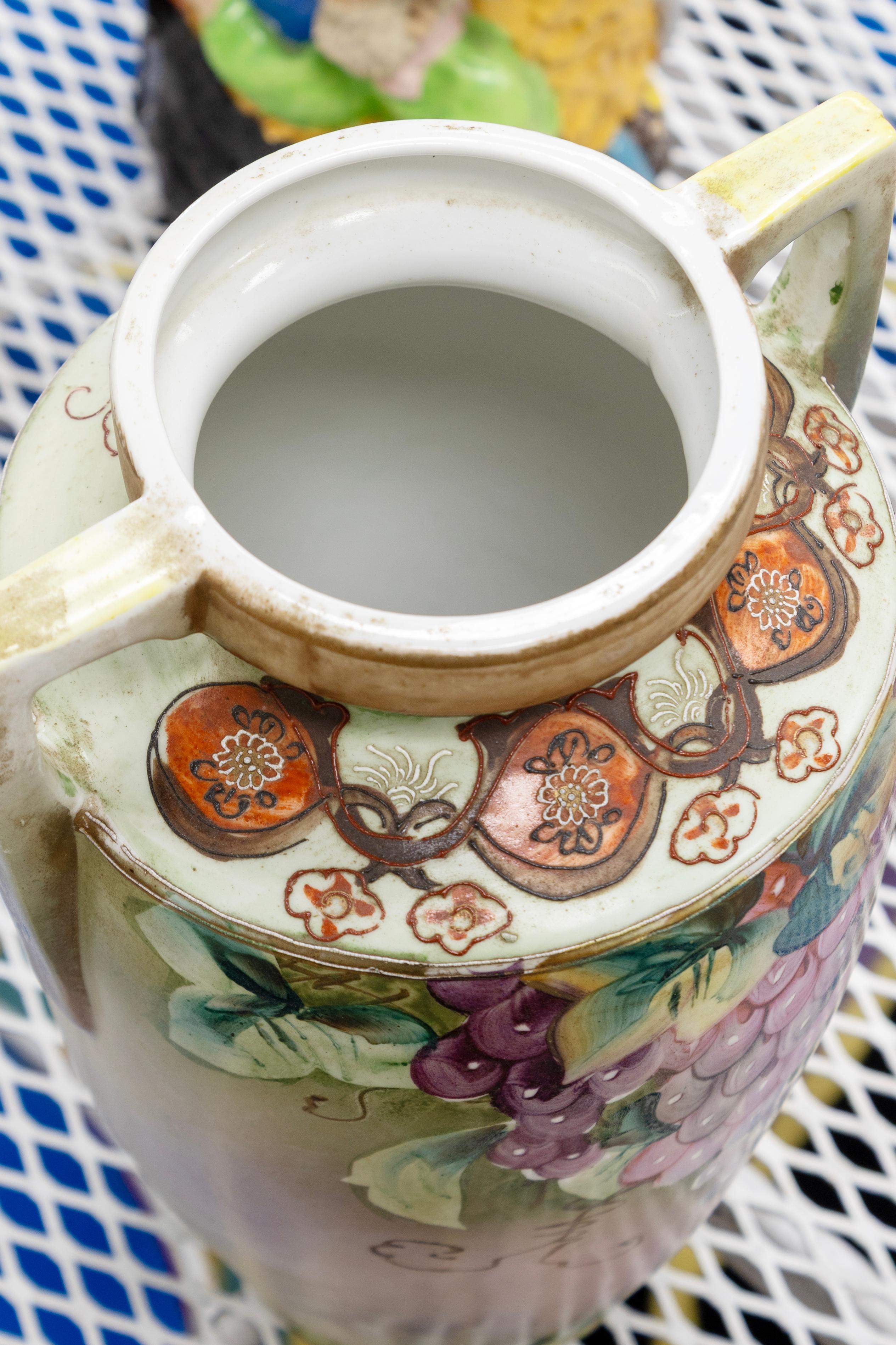 Nippon - Pair of Vases, c. Early 20th Century Stamped Antique Hand Painted For Sale 2