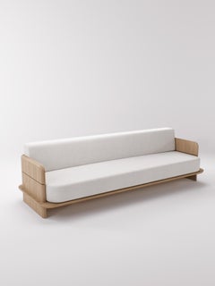 Nira 260 cm Sofa in Solid Oak Wood by Pendhapa