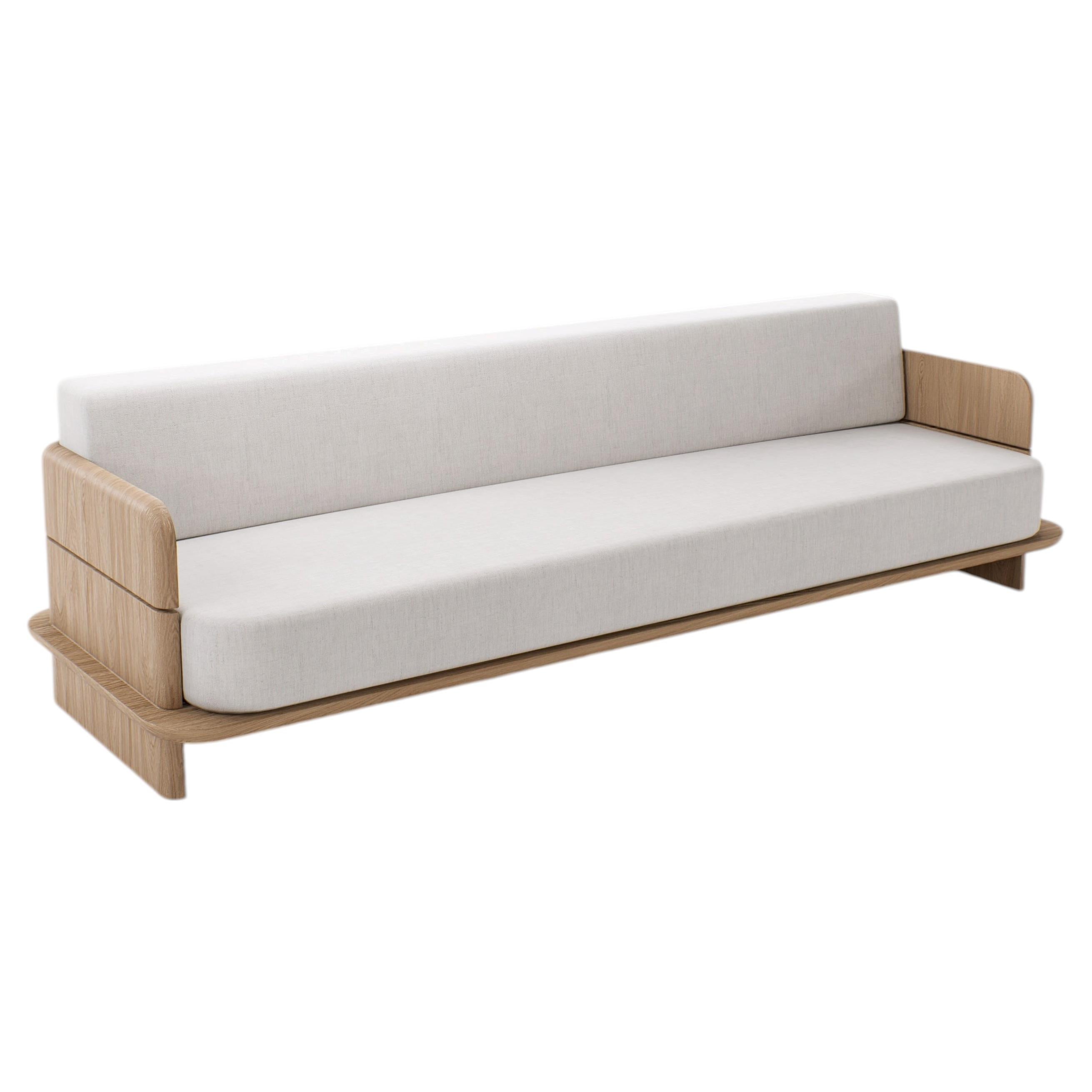 Nira 260 cm Sofa in Solid Oak Wood by Pendhapa For Sale