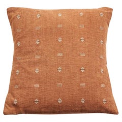 Nira Brown Organic Cotton Handloom Pillow in Geometric Patterns