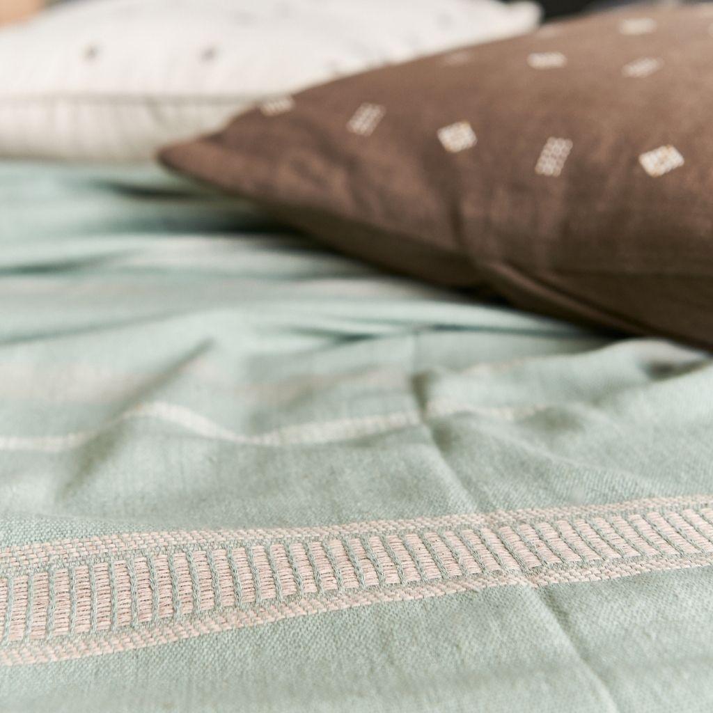 Nira Choco Organic Cotton Handloom Pillow in Geometric Patterns For Sale 1