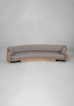 Nira Curved Sofa in Solid Oak Wood by Pendhapa