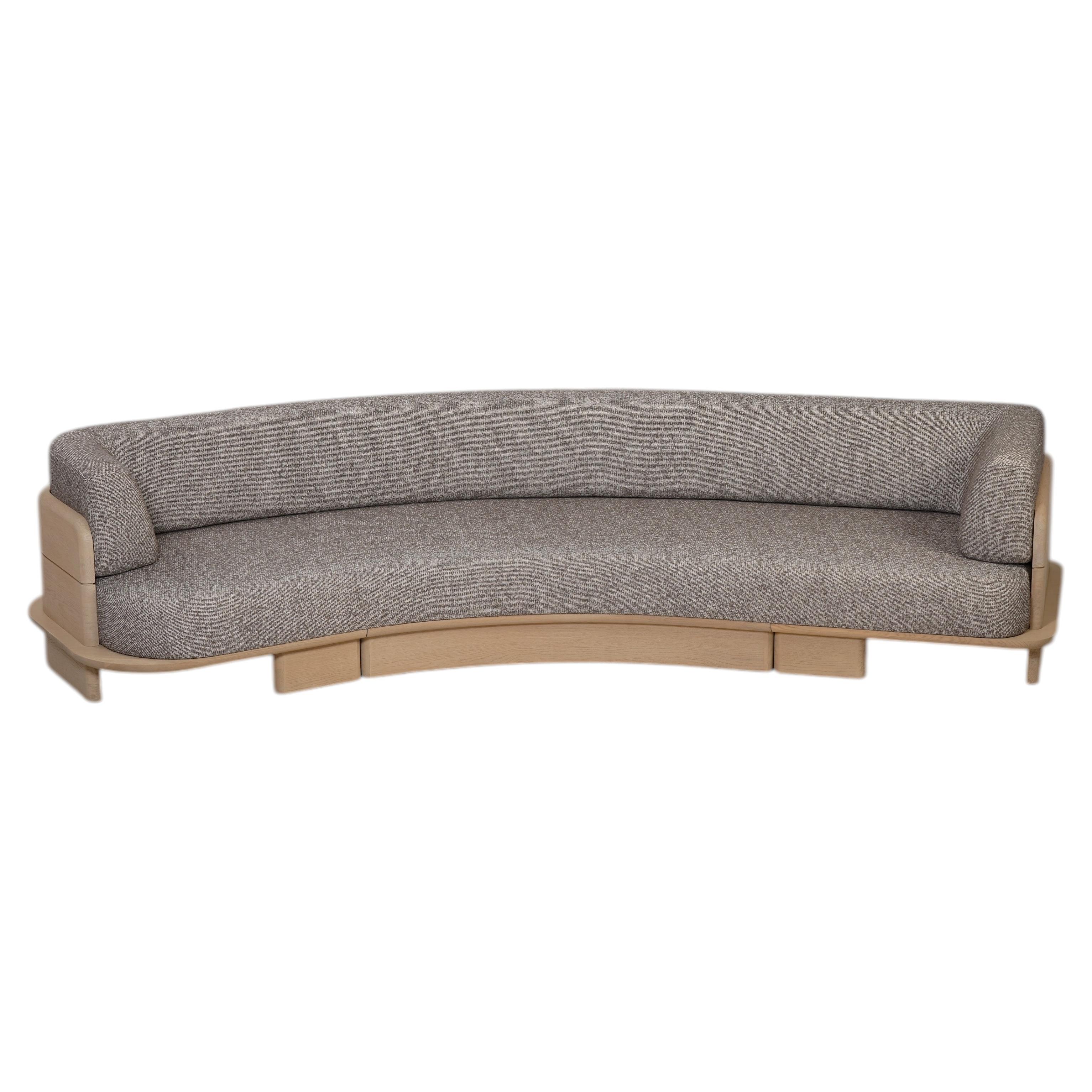 Nira Curved Sofa in Solid Oak Wood by Pendhapa