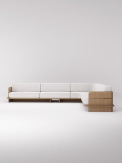 Nira L Shaped Sofa in Solid Oak Wood by Pendhapa
