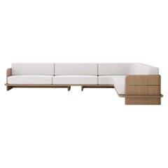 Nira L Shaped Sofa in Solid Oak Wood by Pendhapa