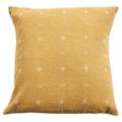 Nira Ochre Organic Cotton Handloom Pillow in Minimal Geometric Patterns