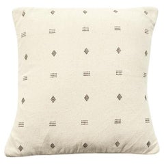 Nira White Organic Cotton Handloom Pillow in Minimal Geometric Patterns