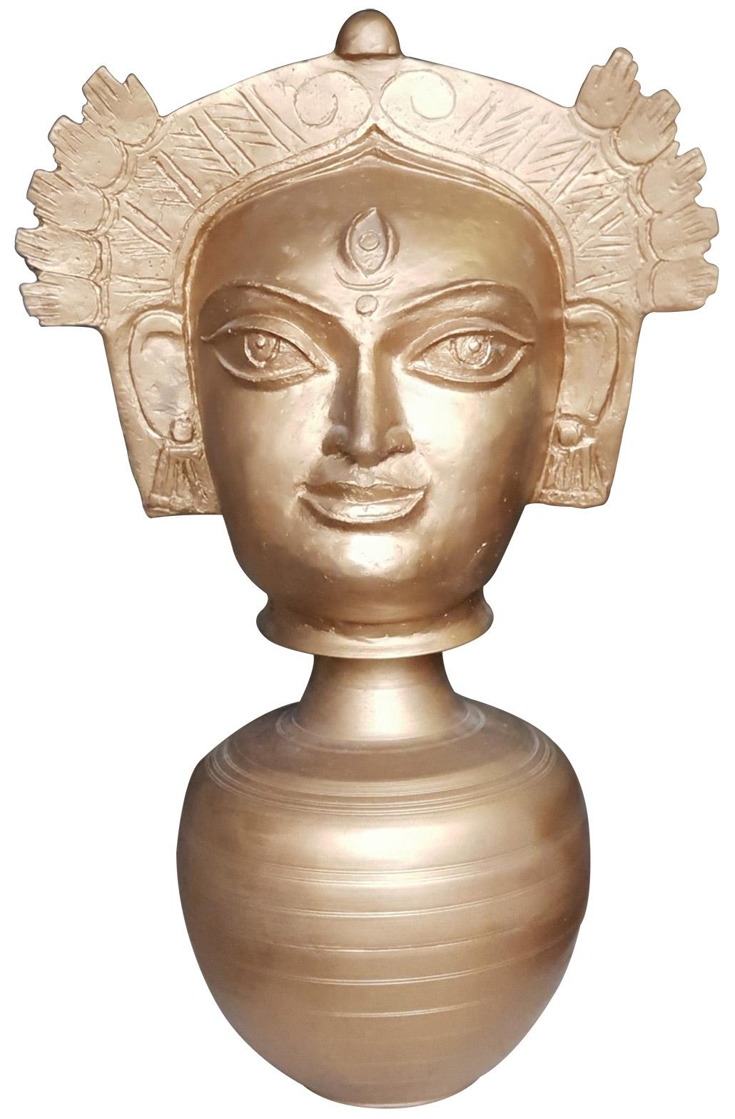 Niranjan Pradhan Figurative Sculpture - Devi Durga, Indian Goddess, Bronze Sculpture by Modern Indian Artist "In Stock"