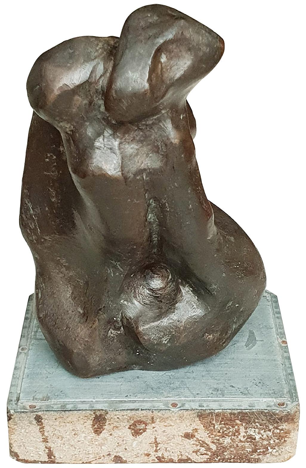 Niranjan Pradhan Figurative Sculpture - Entwined Lovers, Bronze Sculpture, Brown by Indian Sculptor "In Stock"