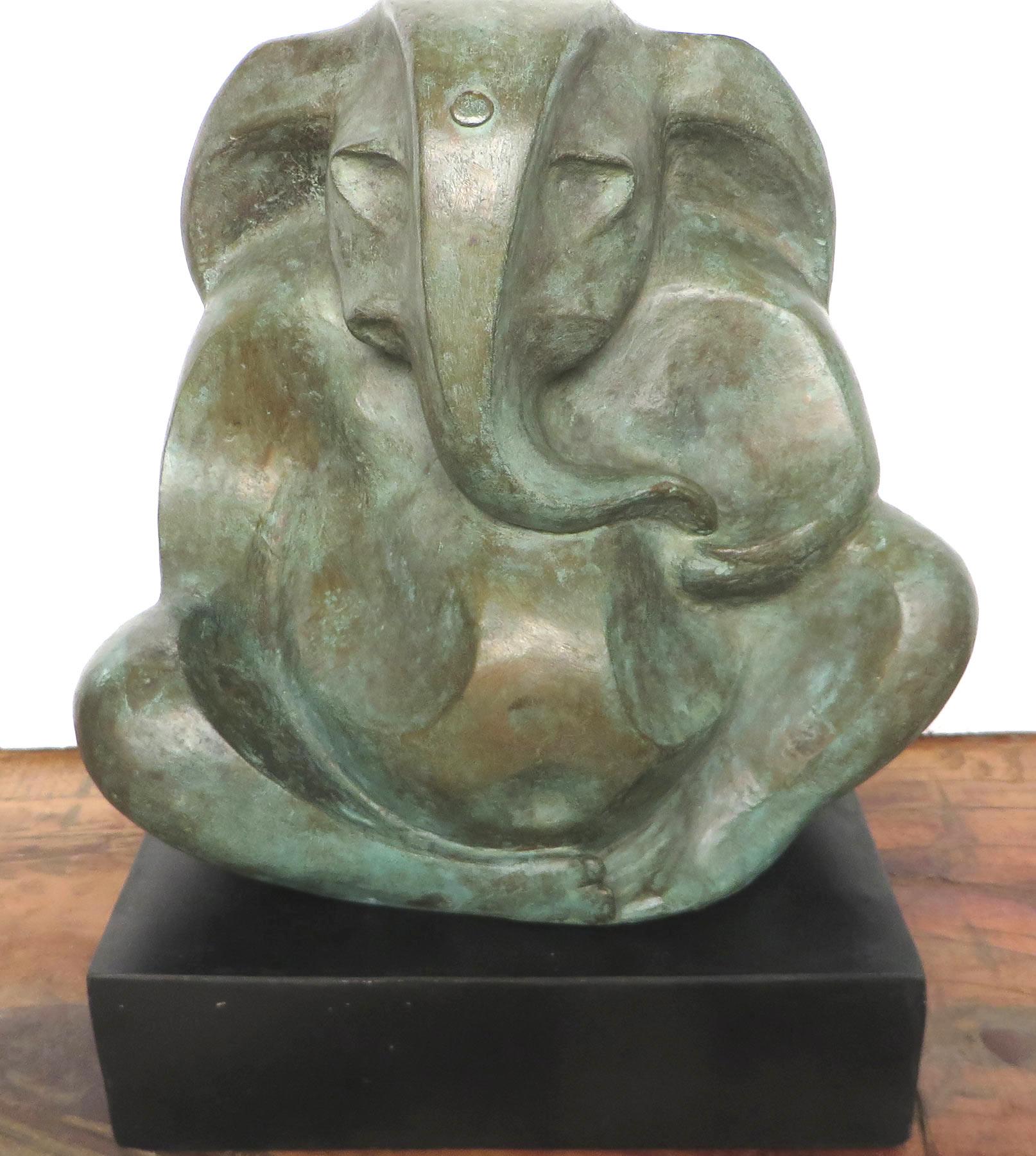Lord Ganesha: Mythologie:: figurative:: Bronzeskulptur eines modernen indischen Bildhauers 7