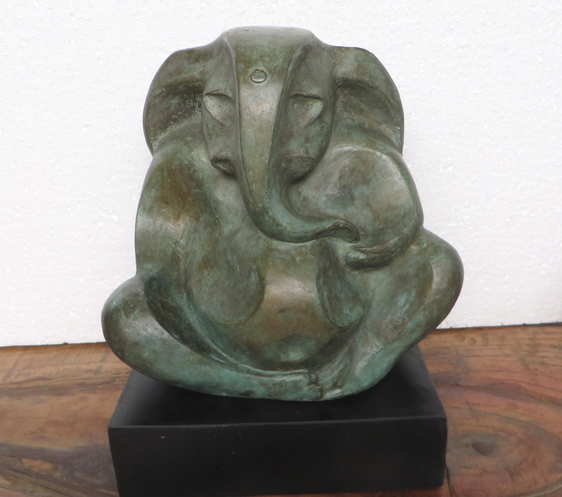 Lord Ganesha: Mythologie:: figurative:: Bronzeskulptur eines modernen indischen Bildhauers 2