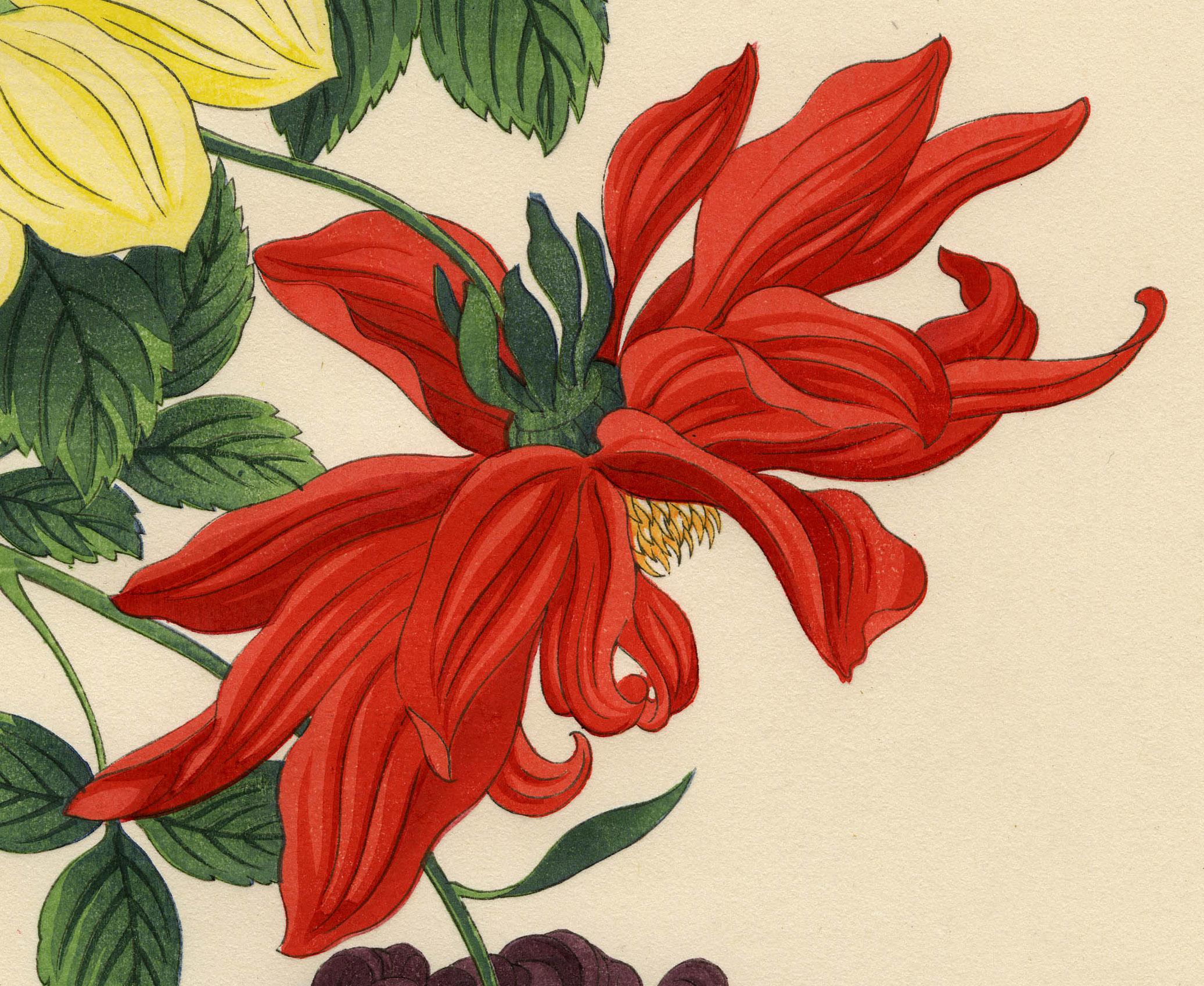 Dahlias - Modern Print by Nishimura Hodo
