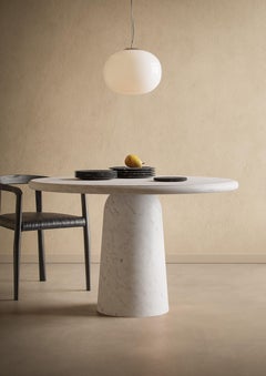 Nissa Bianco Gioia Marble Contemporary Round Dining Table by Ivan Colominas