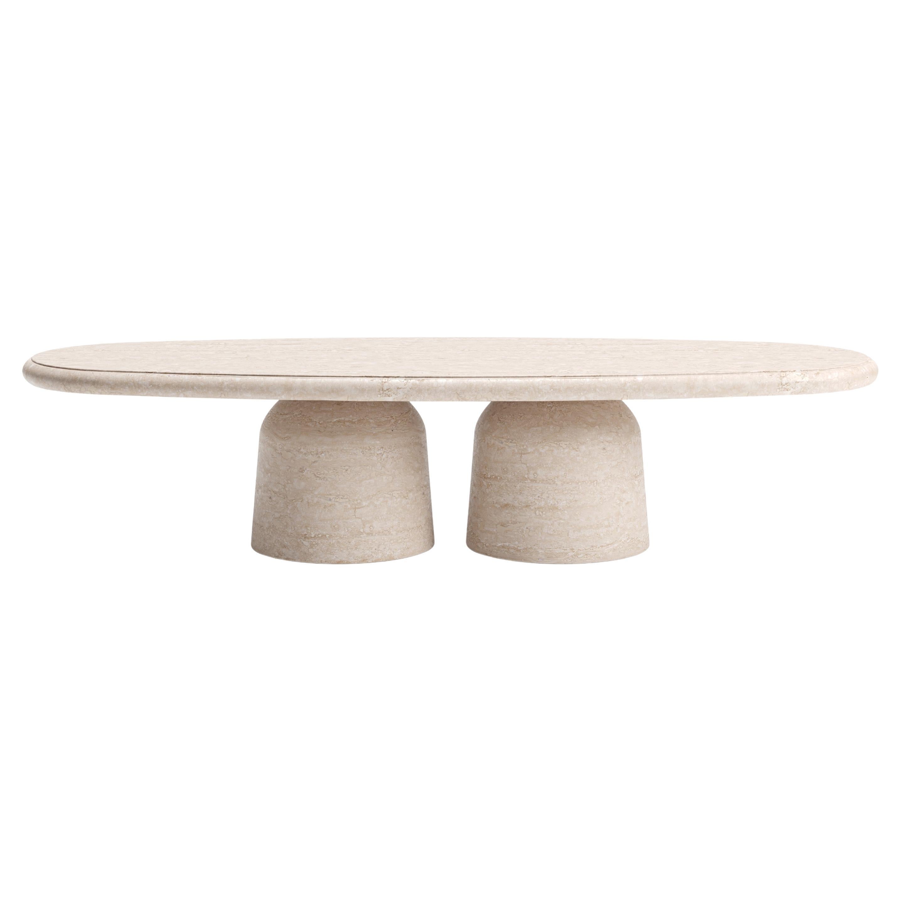 Nissa Travertino Stone Contemporary Coffee Table by Ivan Colominas