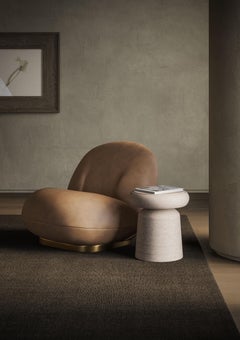 Nissa Travertino Stone Contemporary Stool And Side Table by Ivan Colominas