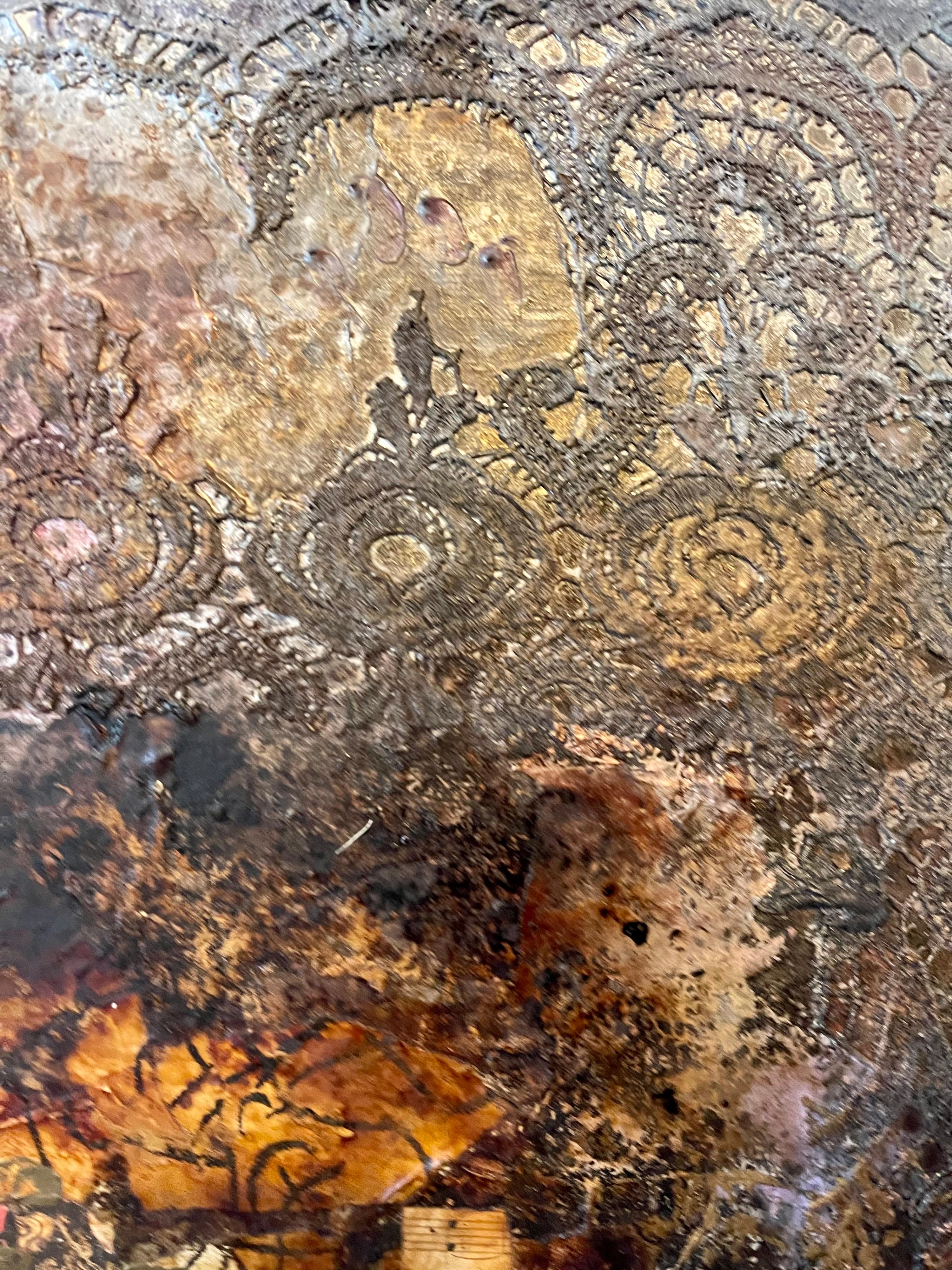Collage francese Pittura d'assemblaggio Pizzo e note musicali Composizione astratta in vendita 1