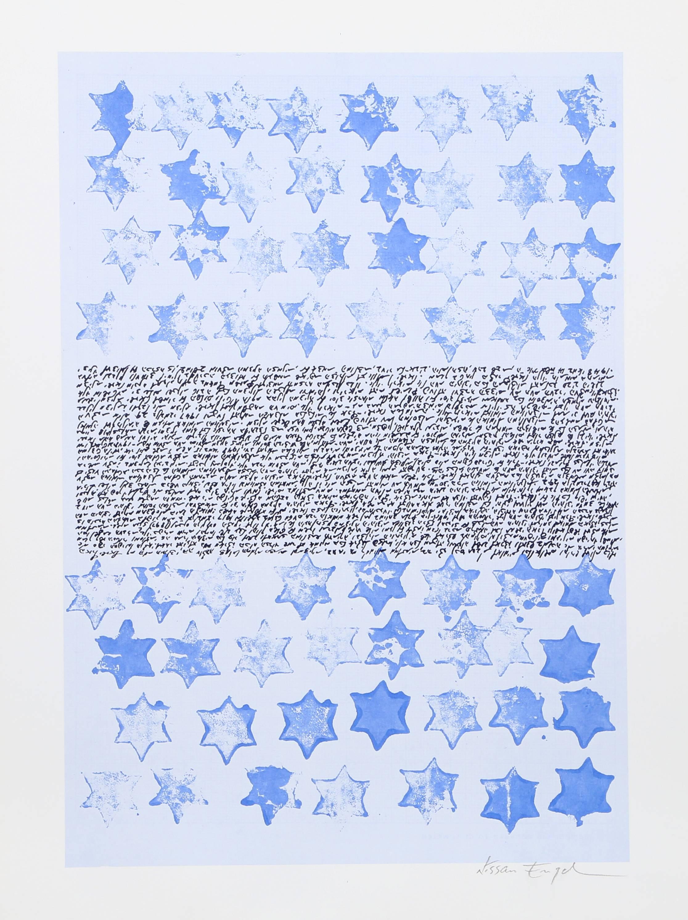Artist: Nissan Engel, Israeli (1931 - )
Title: Star of David
Medium: Screenprint, signed in pencil
Image Size: 21 x 15 inches 
Size: 28 x 18.5 in. (71.12 x 46.99 cm)