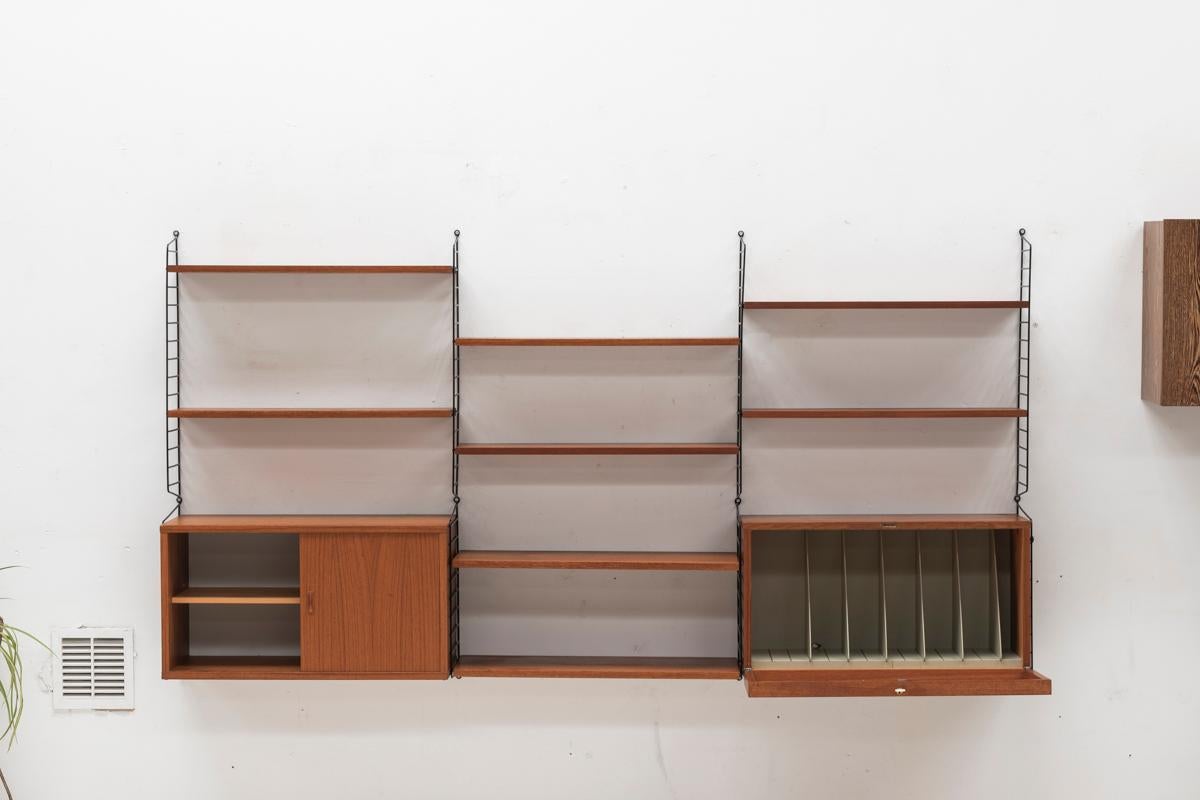 Swedish Nisse Strinning Wall Unit with Vinyl Compartment for String, Sweden 1960s