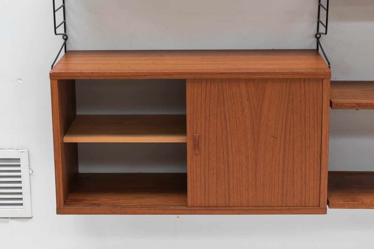 Teak Nisse Strinning Wall Unit with Vinyl Compartment for String, Sweden 1960s