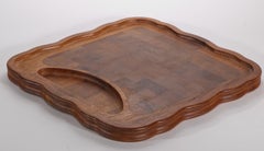 Nissen Danish Modern Teak Butcher Block Scalloped Cutting Board Tray
