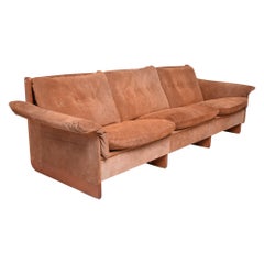 Nissen & Gehl Scandinavian Suede Sofa Warm Taupe on Floating Teak 1970s Denmark