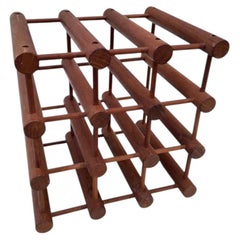 Nissen Langaa Danish Modern Midcentury Teak Nine Bottle Wine Rack or Holder