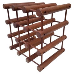Nissen Langaa Danish Modern Midcentury Teak Nine Bottle Wine Rack or Holder
