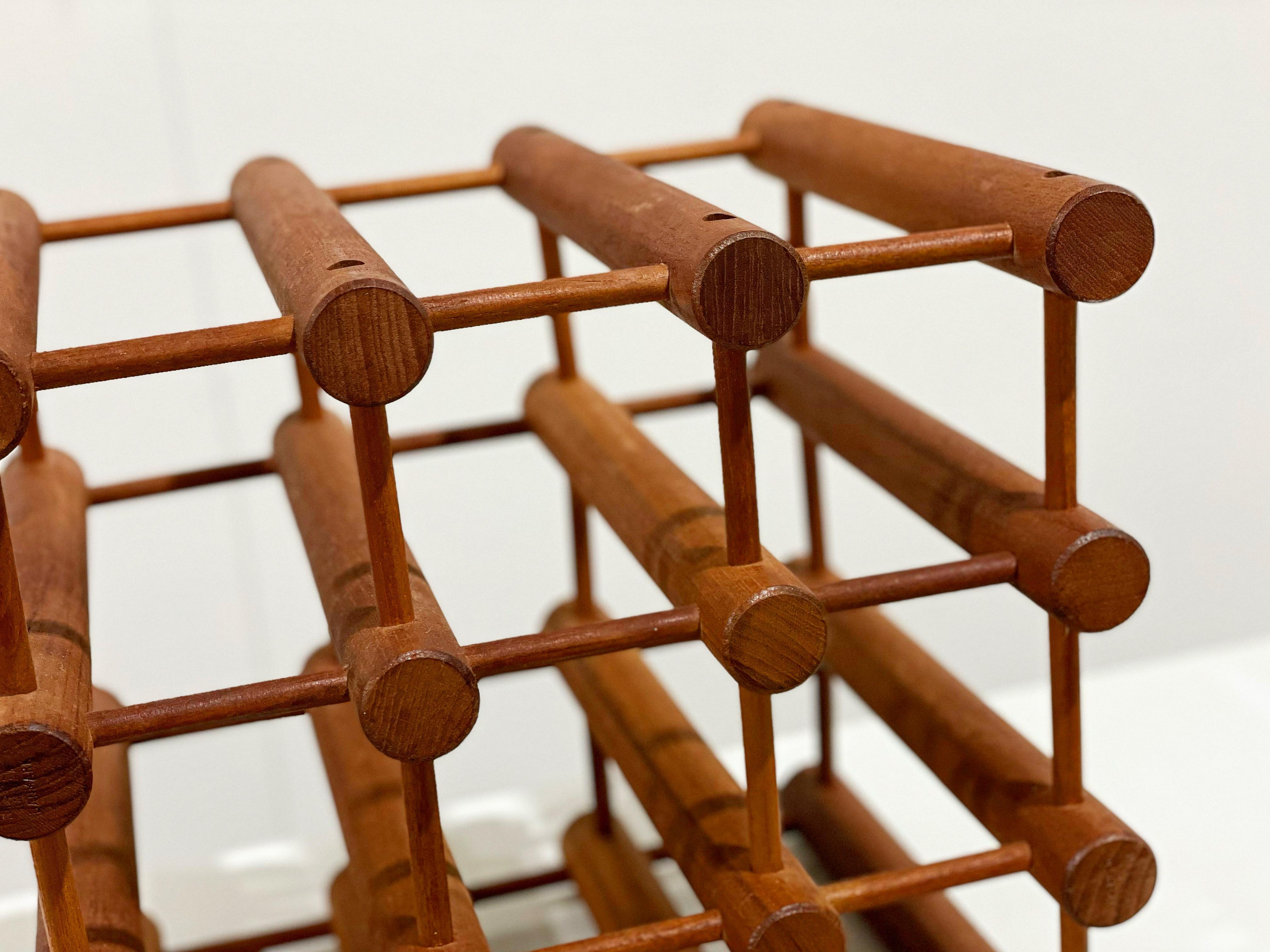 Scandinavian Modern Nissen Langaa Danish Modern Midcentury Teak Twelve Bottle Wine Rack or Holder