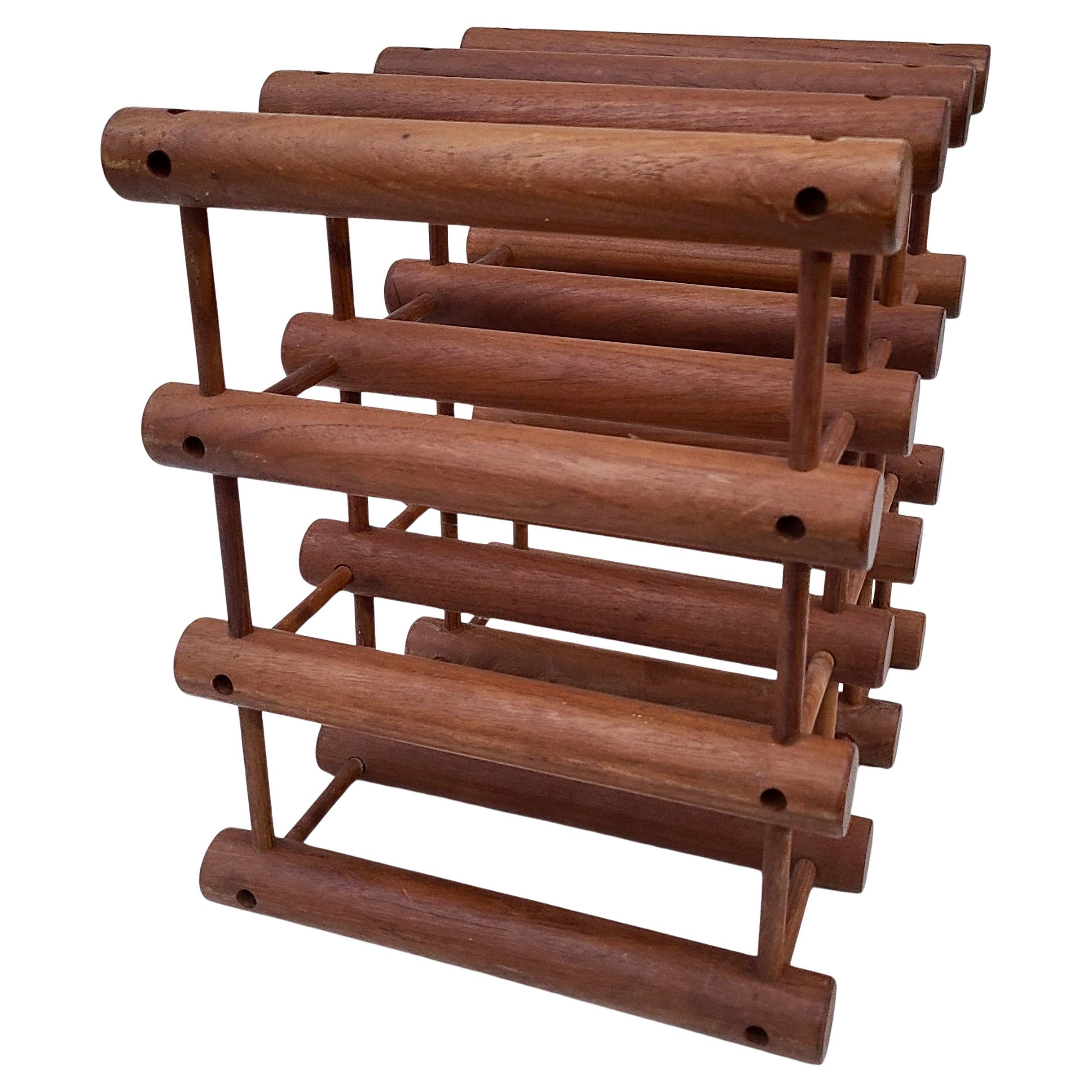 Nissen Langaa Danish Modern Midcentury Teak Twelve Bottle Wine Rack or Holder For Sale 1