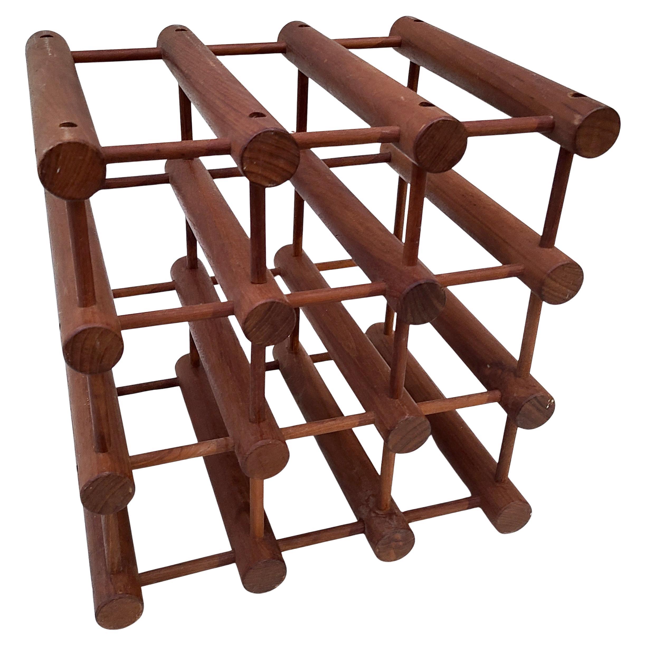Nissen Langaa Danish Modern Midcentury Teak Twelve Bottle Wine Rack or Holder For Sale 2