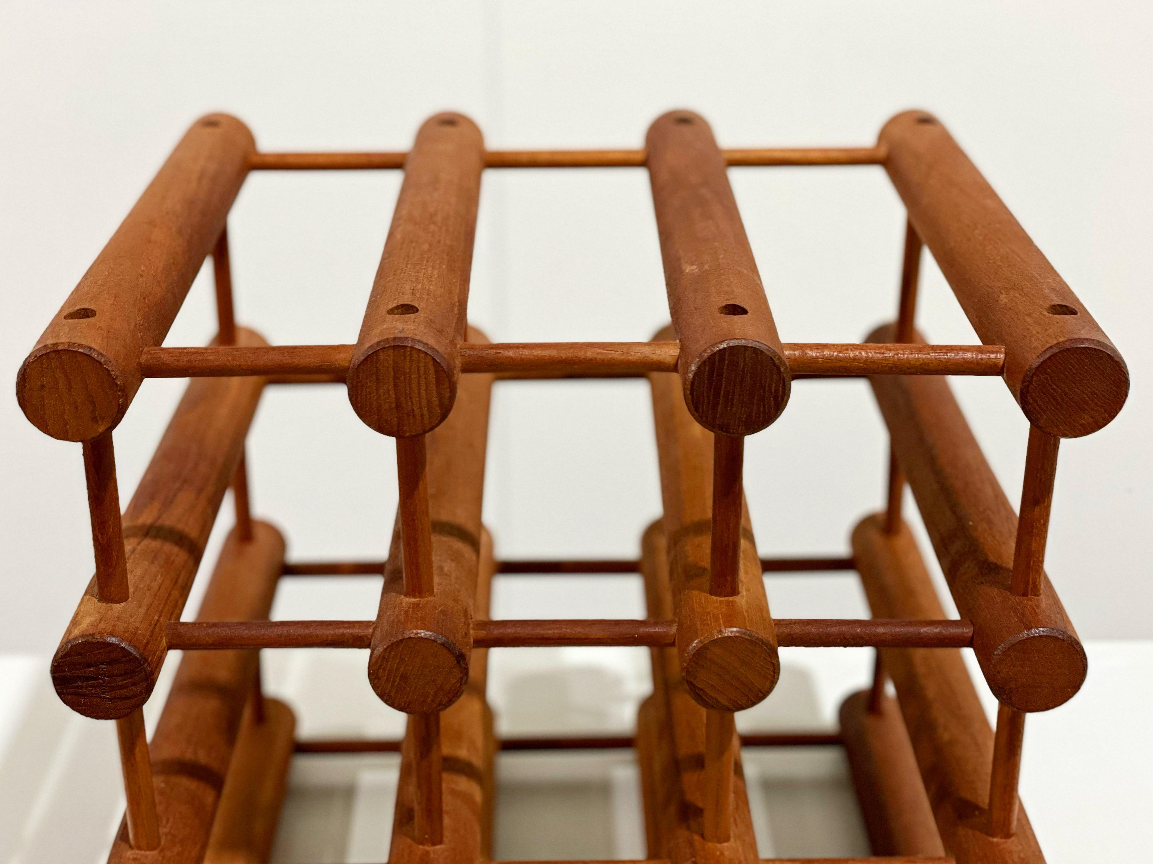 Late 20th Century Nissen Langaa Danish Modern Midcentury Teak Twelve Bottle Wine Rack or Holder