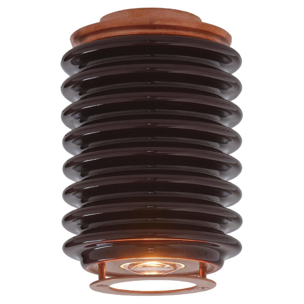 NITA Contemporary Brown Enameled Ceramic & Brushed Copper Ceiling Lights For Sale
