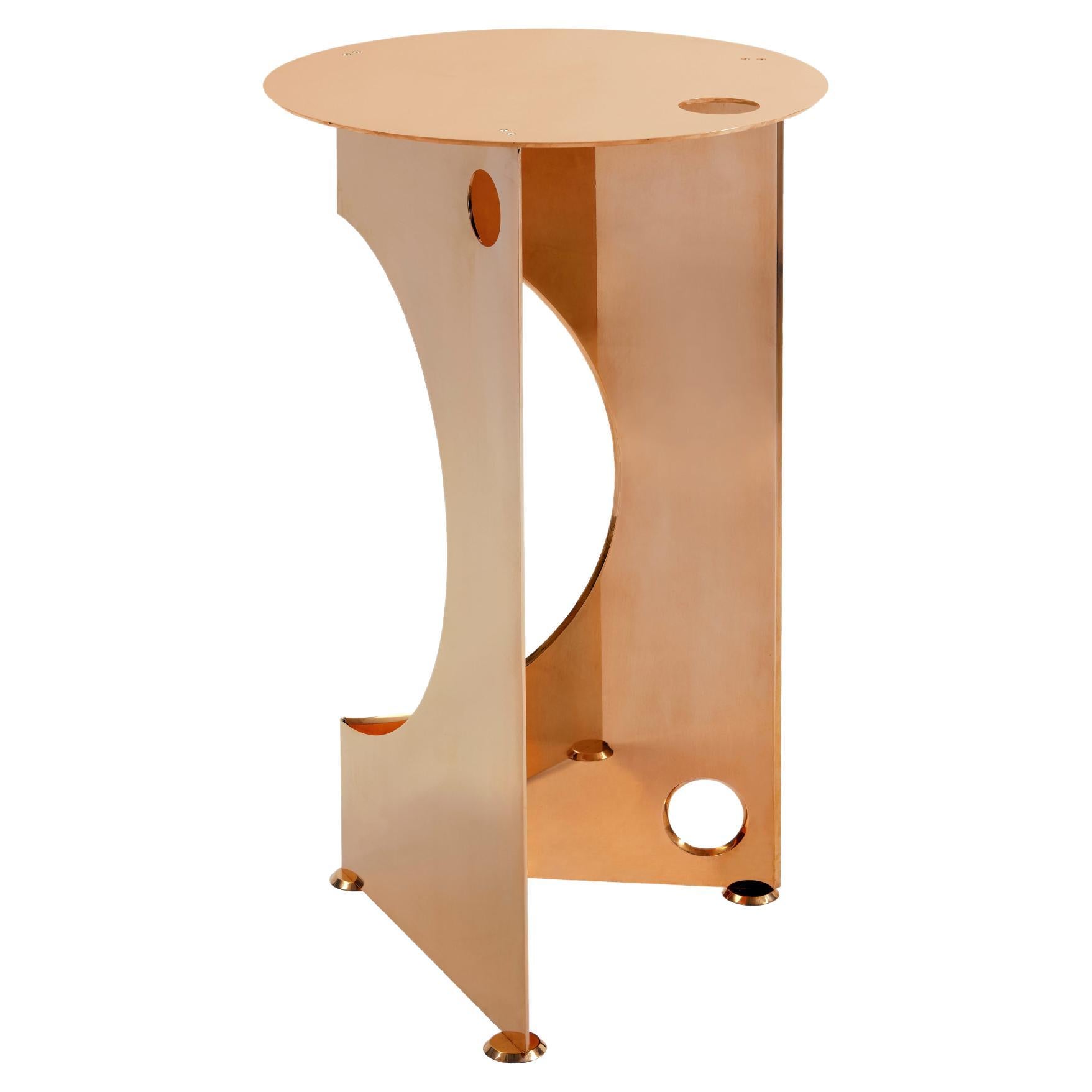 NITA Contemporary Polished Copper Side Table For Sale