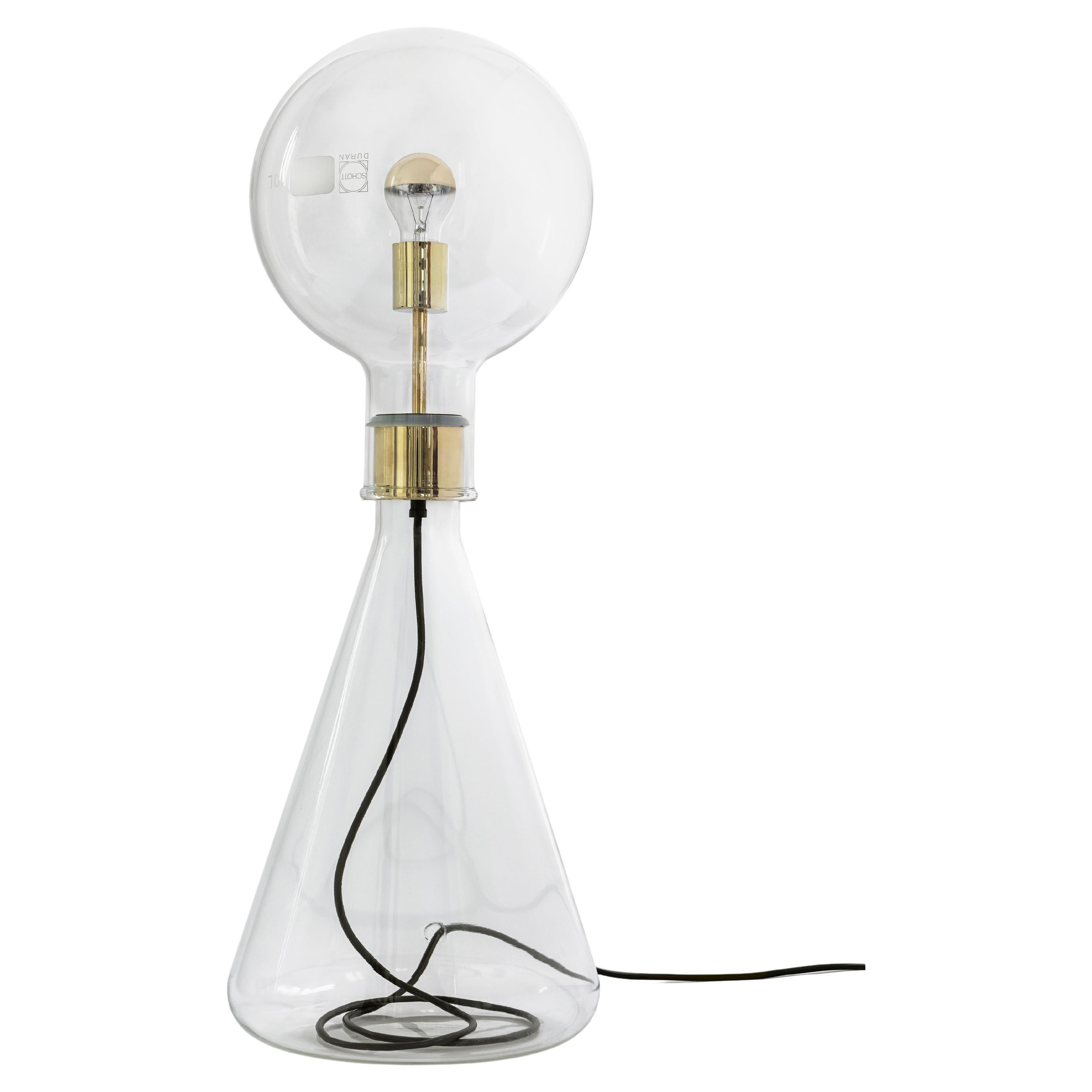 NITA XL Blown Borosilcate Glass & Brushed Brass Table Lamp For Sale