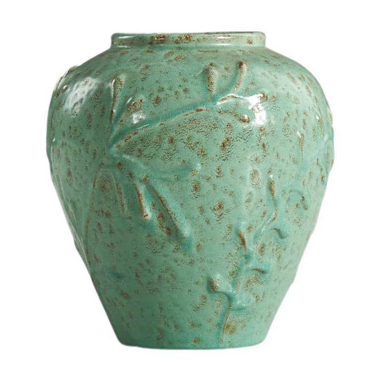 Nittsjö, Vaso, Terracotta smaltata verde, Svezia, anni '1940