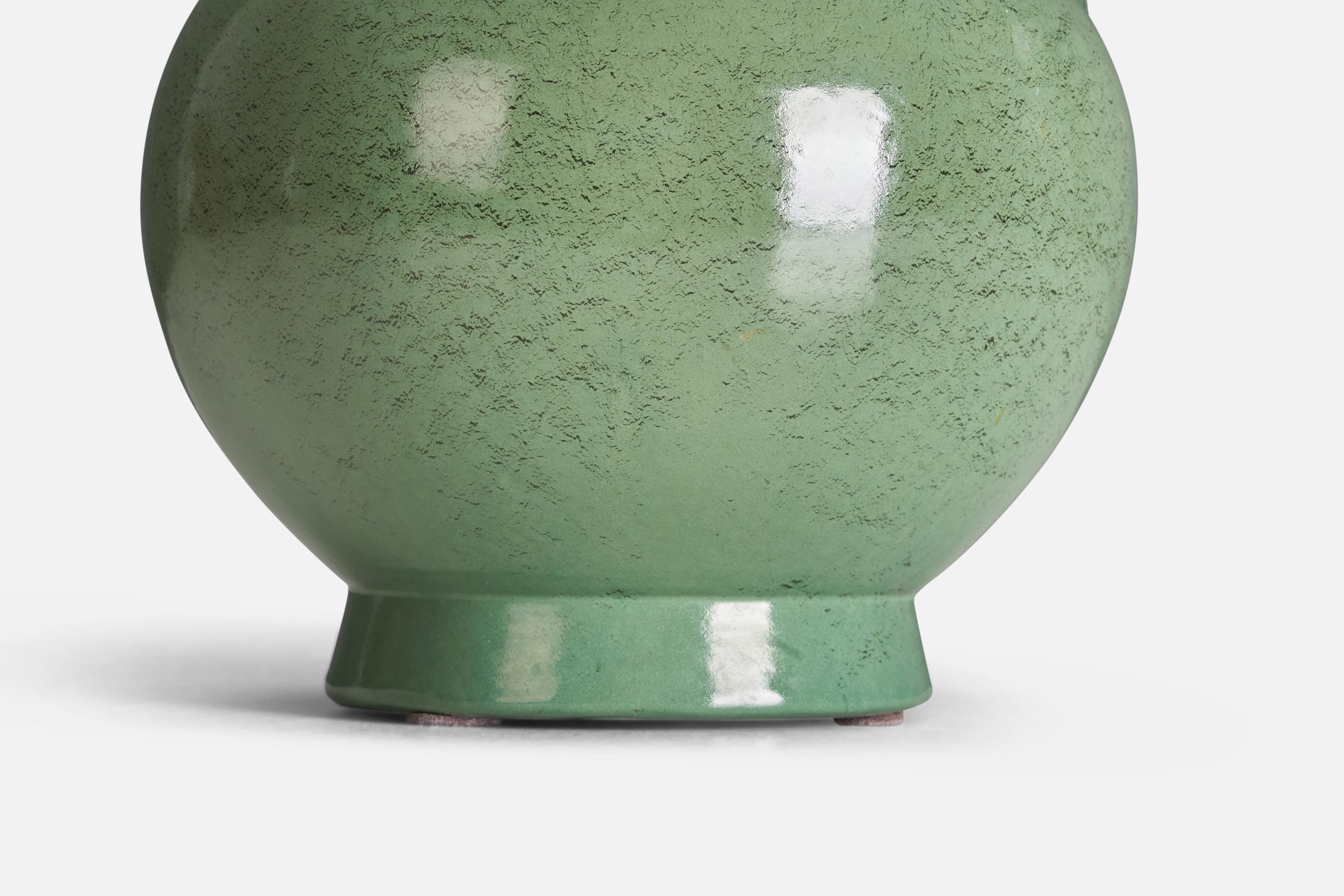 Nittsjö, Vase, Green-Glazed Earthenware, Sweden, 1930s In Good Condition For Sale In High Point, NC