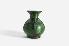 Nittsjö, Vase, Green Glazed Earthenware, Sweden, 1940s