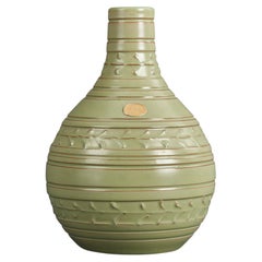 Nittsjö, Vase, Green-Glazed Earthenware, Sweden, 1940s