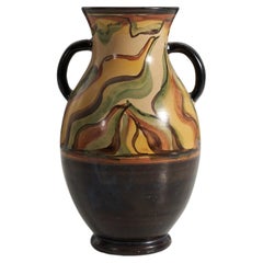 Nittsjö, Vase, Hand-Painted Earthenware, Sweden, 1940s