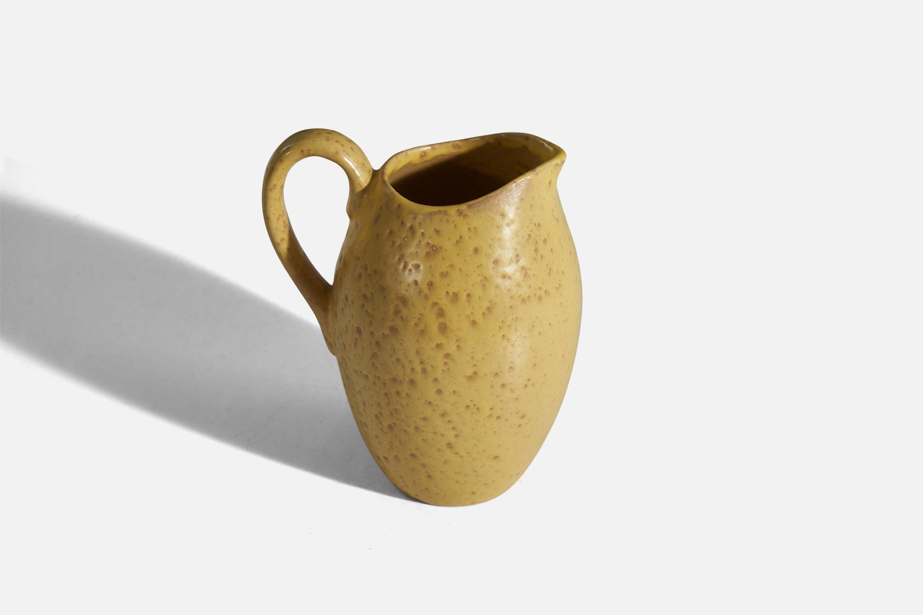Scandinavian Modern Nittsjö, Vase or Pitcher, Yellow-Glazed Earthenware, Sweden, 1940s For Sale
