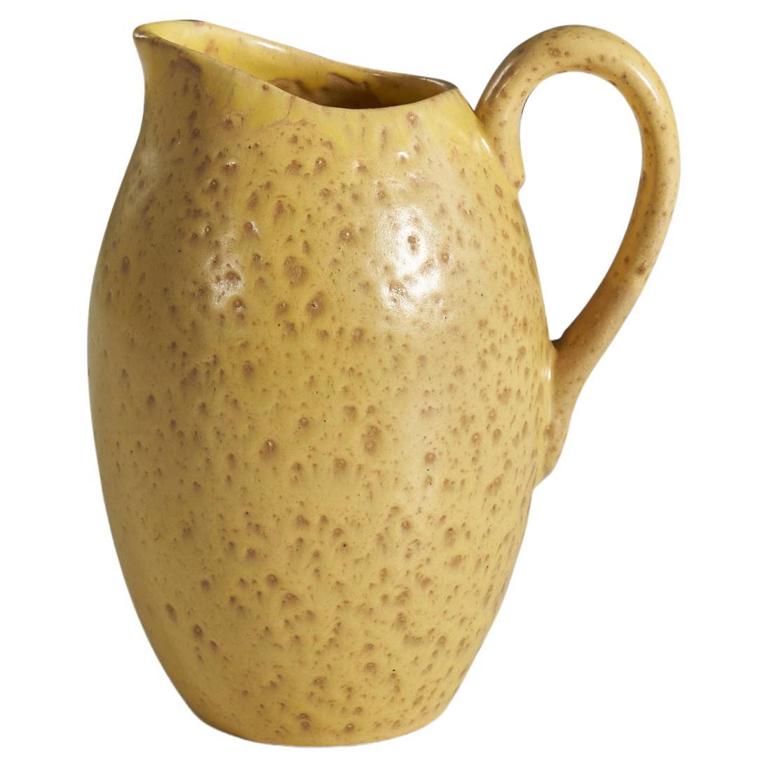Nittsjö, Vase or Pitcher, Yellow-Glazed Earthenware, Sweden, 1940s For Sale