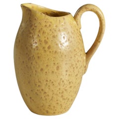 Nittsjö, jarrón o jarra, loza vidriada amarilla, Suecia, años 40