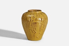 Nittsjö, Vase, Yellow Glazed Earthenware, Sweden, 1940s