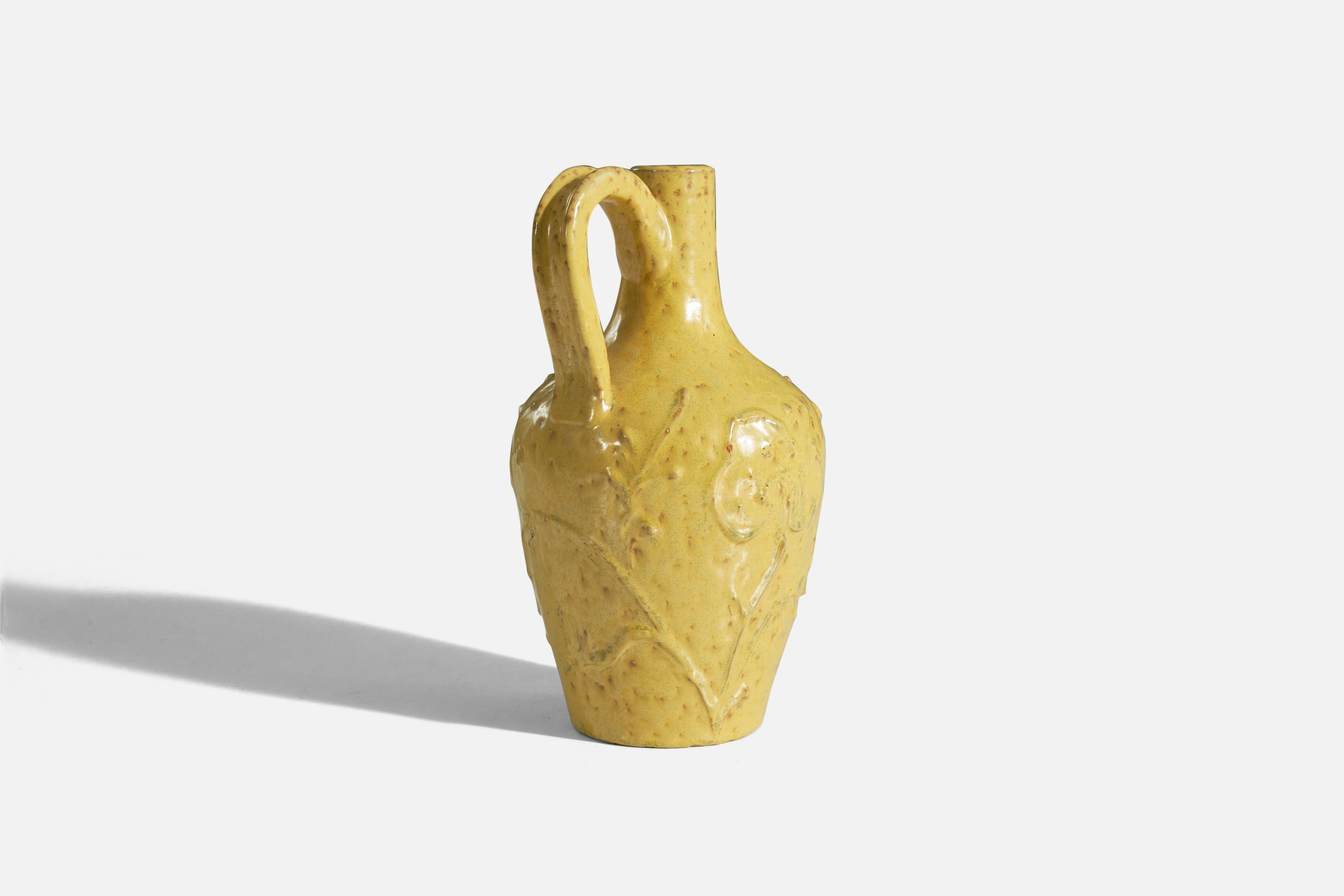Swedish Nittsjö, Vase, Yellow-Glazed Earthenware, Sweden, 1940s For Sale