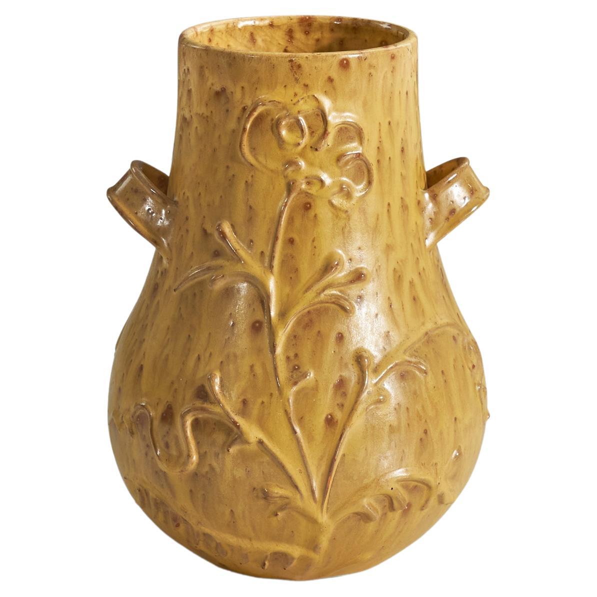 Nittsjö, Vase, Yellow-Glazed Earthenware, Sweden, 1940s For Sale