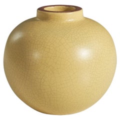 Nittsjö, Vase, Yellow-Glazed Earthenware, Sweden, 1940s