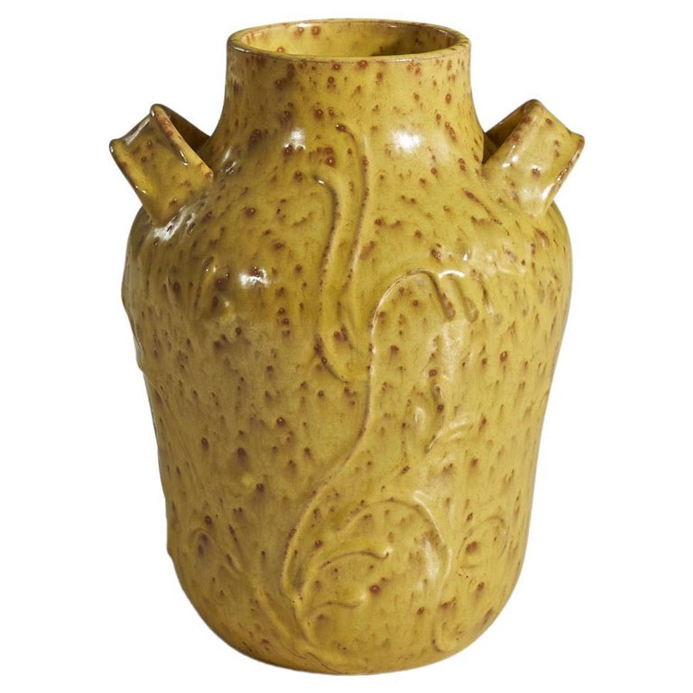 Nittsjö, Vase, YellowGlazed Earthenware, Sweden, 1940s For Sale at 1stDibs