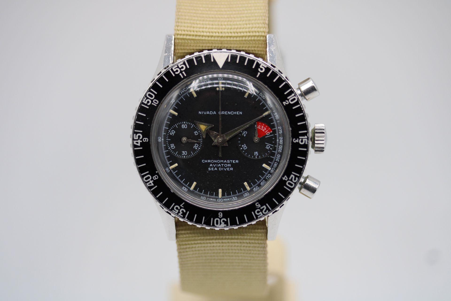 Possibly the finest condition original Nivada Grencehen Aviator Sea Diver out there! Left original and untouched other than having gently passed through our workshop and watchmaker. In physical stock here in London. 

Thought to be dated around the