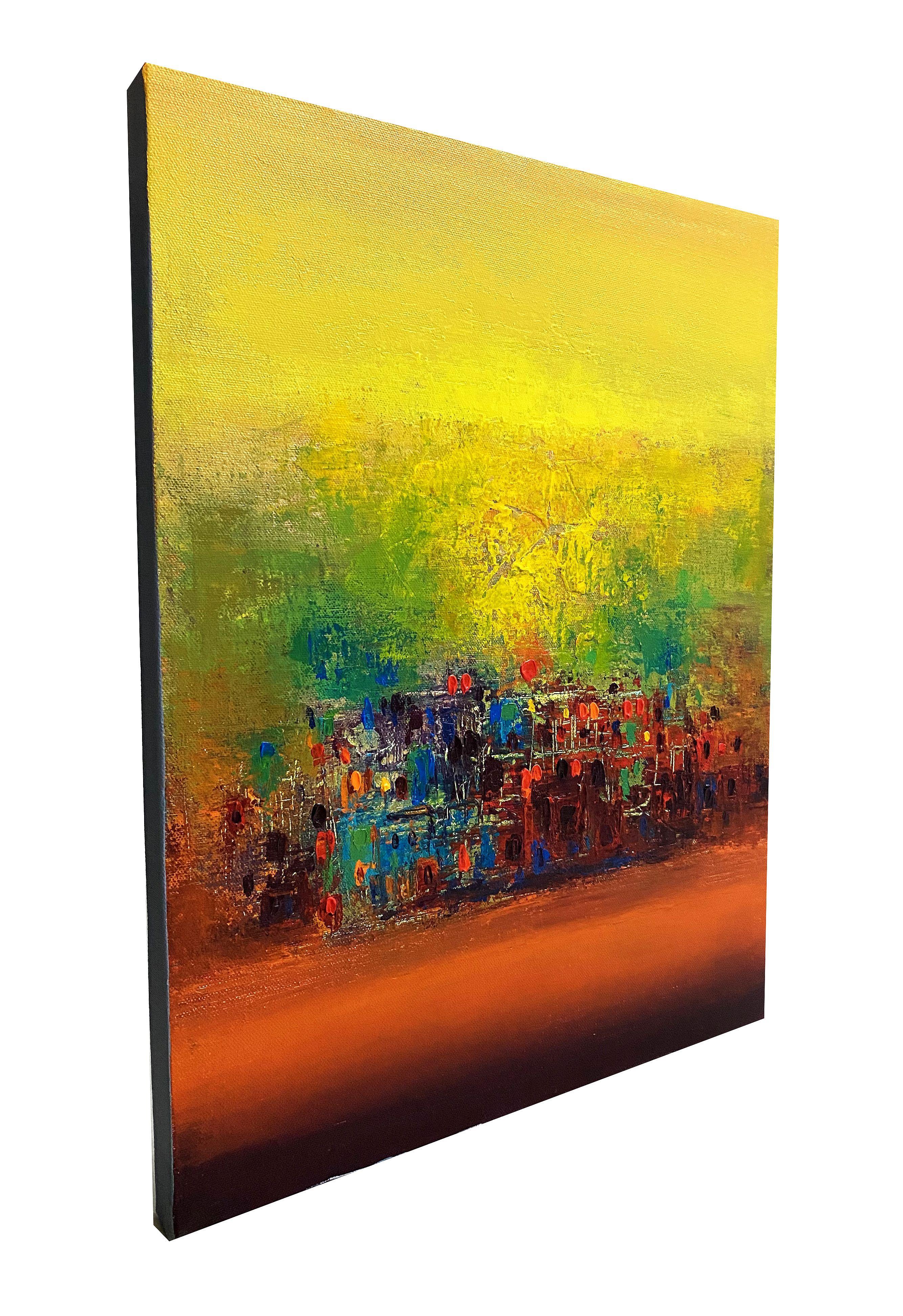 S 20 coucher de soleil, peinture, acrylique sur toile - Expressionnisme abstrait Painting par Nivas Kanhere